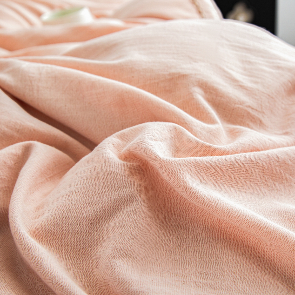 91家纺网 家纺一手货源 找家纺 慕梵家居 2026春夏新款全棉棉麻简约纯色系列四件套-棉麻 棉麻-柔粉