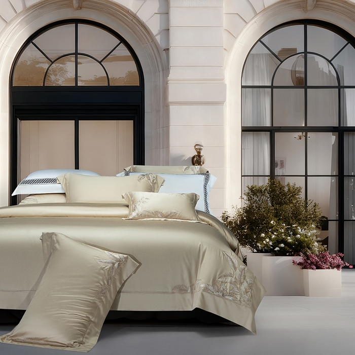 诗黛尔 2026春夏新款天丝刺绣流绪微梦系列四件套 流绪微梦-香槟金