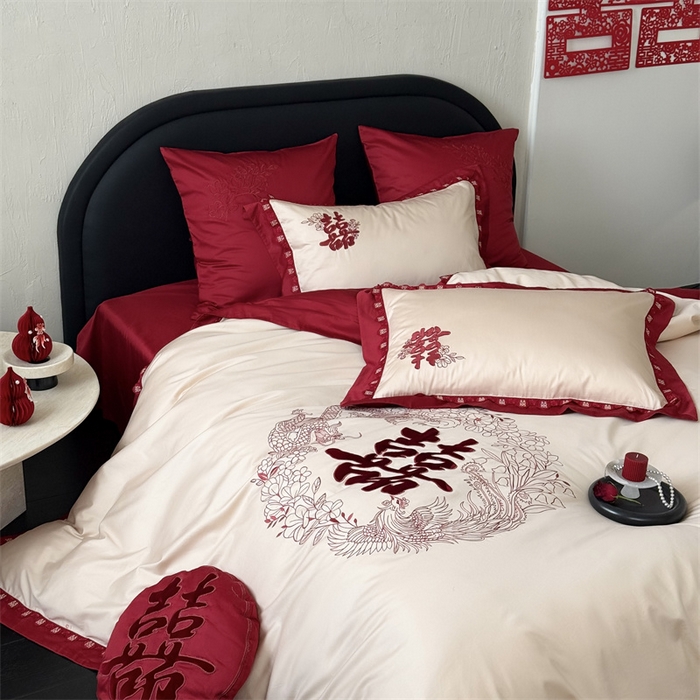 91家纺网 家纺一手货源 找家纺 （总）江涞  2026新款100S长绒棉高精密刺绣四件套 锦绣