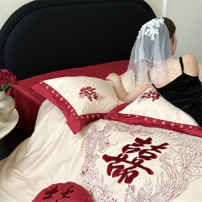 91家纺网 家纺一手货源 找家纺 （总）江涞  2026新款100S长绒棉高精密刺绣四件套 锦绣