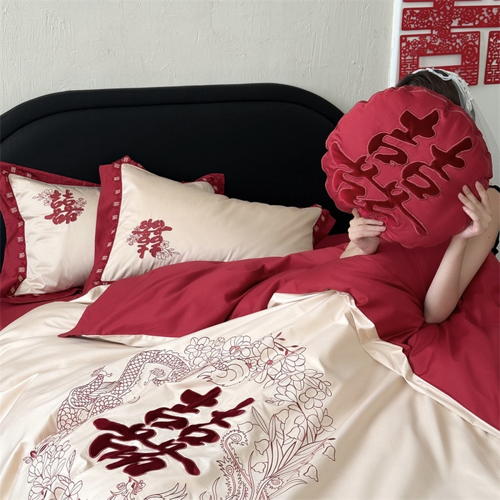 91家纺网 家纺一手货源 找家纺 （总）江涞  2026新款100S长绒棉高精密刺绣四件套 锦绣