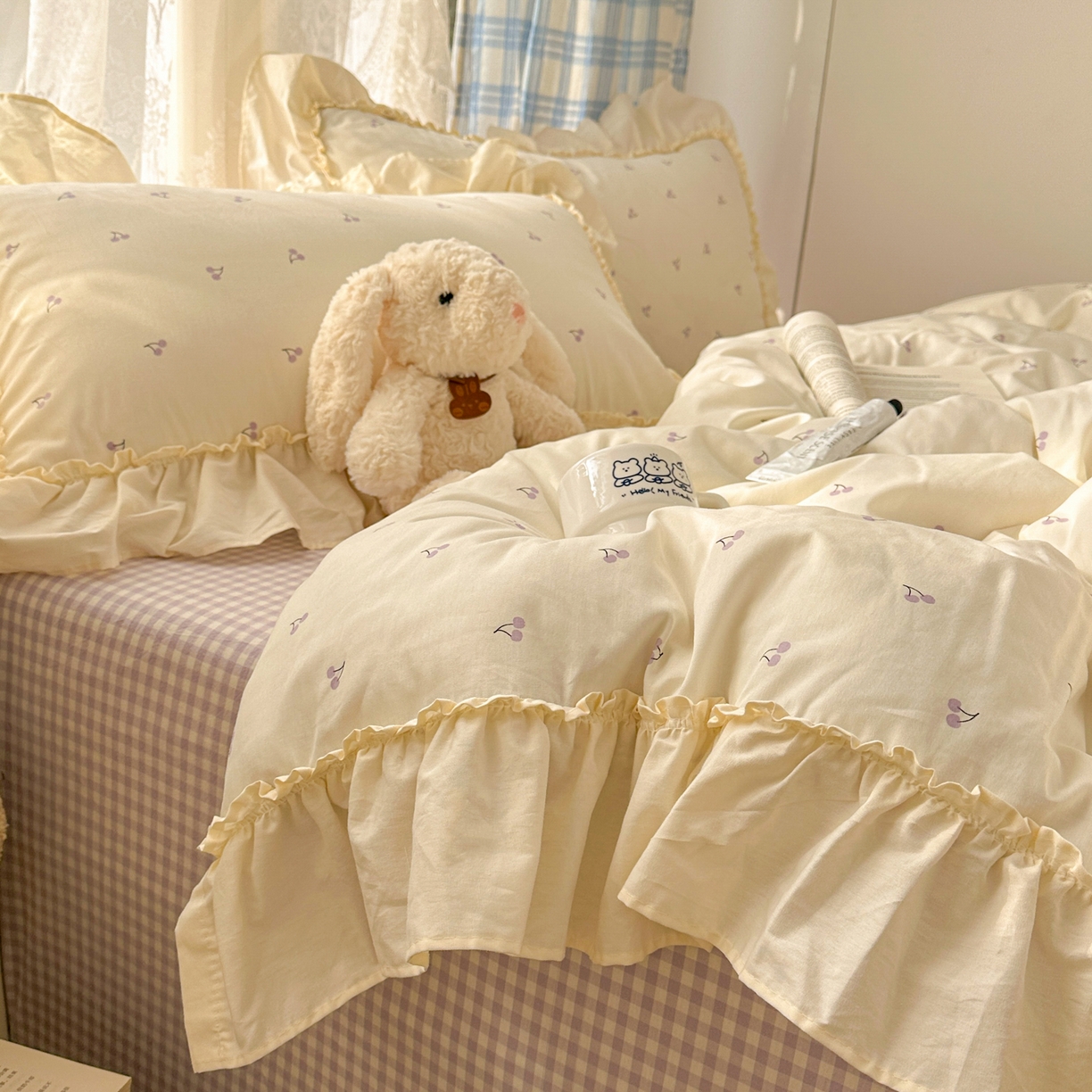 91家纺网 家纺一手货源 找家纺 （总）十里居 2026春夏新款lns花边款全棉纯棉色织水洗棉四件套