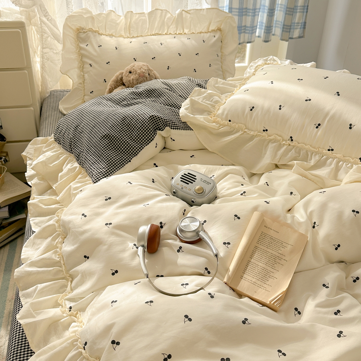 91家纺网 家纺一手货源 找家纺 （总）十里居 2026春夏新款lns花边款全棉纯棉色织水洗棉四件套