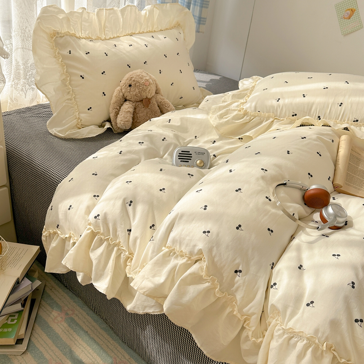 91家纺网 家纺一手货源 找家纺 （总）十里居 2026春夏新款lns花边款全棉纯棉色织水洗棉四件套