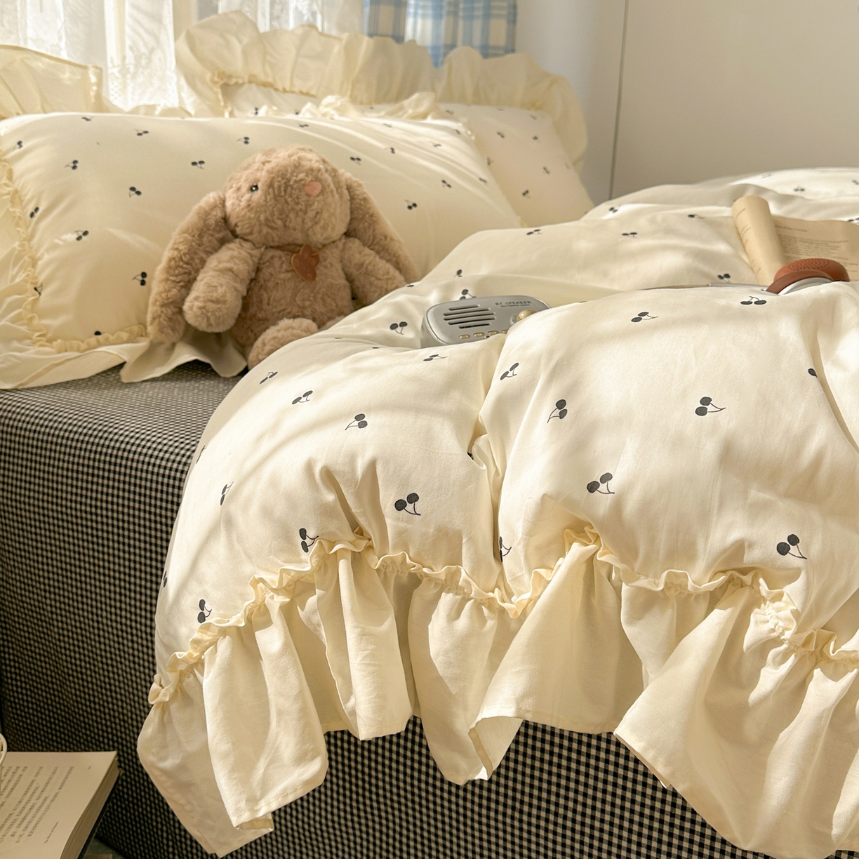 91家纺网 家纺一手货源 找家纺 （总）十里居 2026春夏新款lns花边款全棉纯棉色织水洗棉四件套