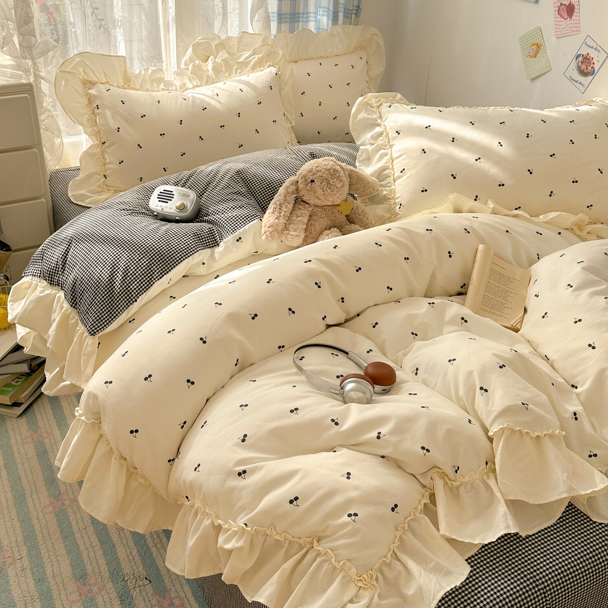 91家纺网 家纺一手货源 找家纺 （总）十里居 2026春夏新款lns花边款全棉纯棉色织水洗棉四件套