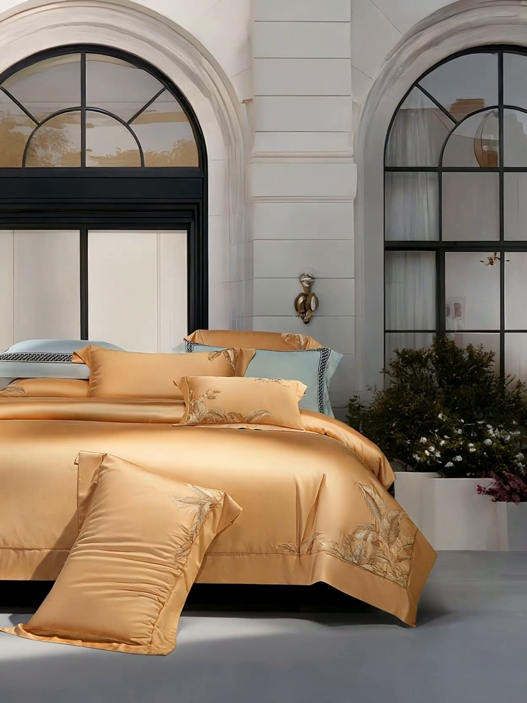 91家纺网 家纺一手货源 找家纺 诗黛尔 2026春夏新款天丝刺绣流绪微梦系列四件套 流绪微梦-淡雅紫