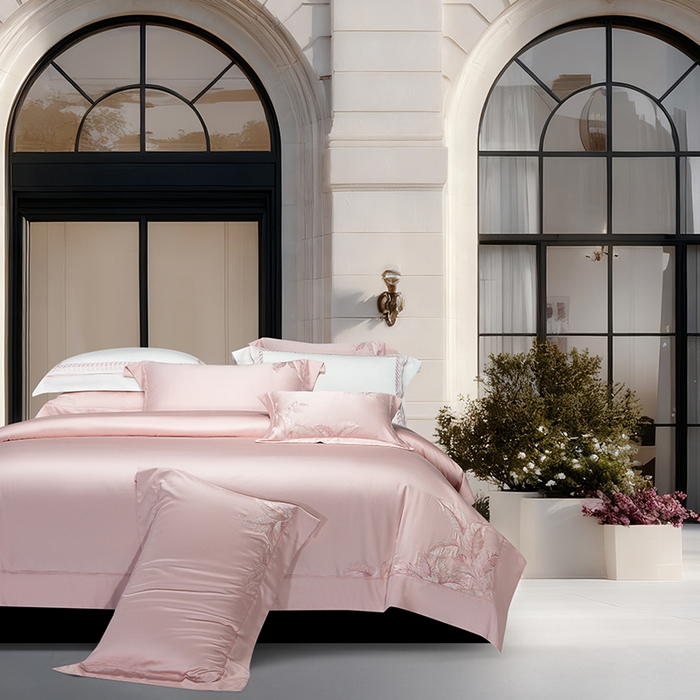 诗黛尔 2026春夏新款天丝刺绣流绪微梦系列四件套 流绪微梦-落樱粉