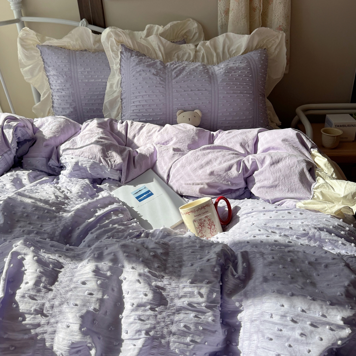 91家纺网 家纺一手货源 找家纺 （总）轻奢坊 2026新款泡泡纱剪花四件套-满天星