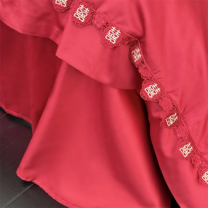 91家纺网 家纺一手货源 找家纺 江涞  2026新款100S长绒棉高精密刺绣四件套 锦绣 锦绣-红