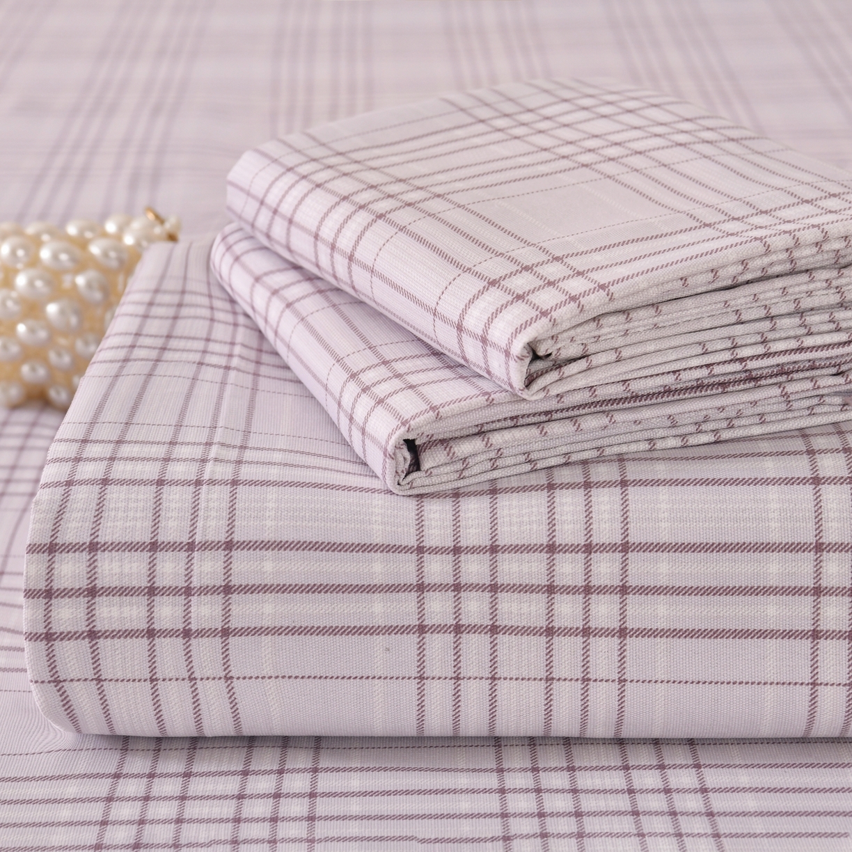 悠米悠家 2026新款工艺款印花老粗布床单单品床单床单单件凉席席子 紫雾格序