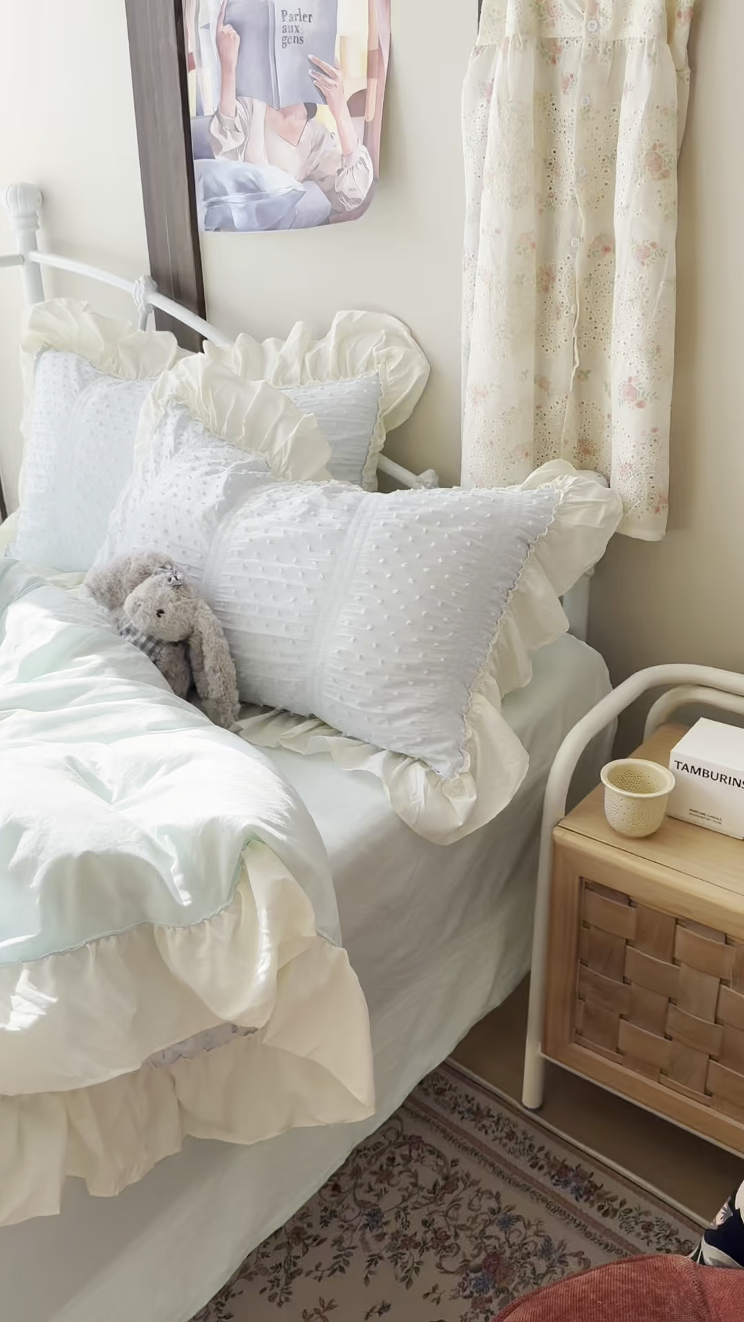 91家纺网 家纺一手货源 找家纺 轻奢坊 2026新款泡泡纱剪花四件套-满天星 满天星蓝