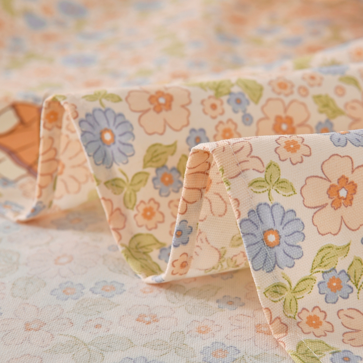 91家纺网 家纺一手货源 找家纺 悠米悠家 2026新款工艺款印花老粗布床单单品床单床单单件凉席席子 春日兔游记