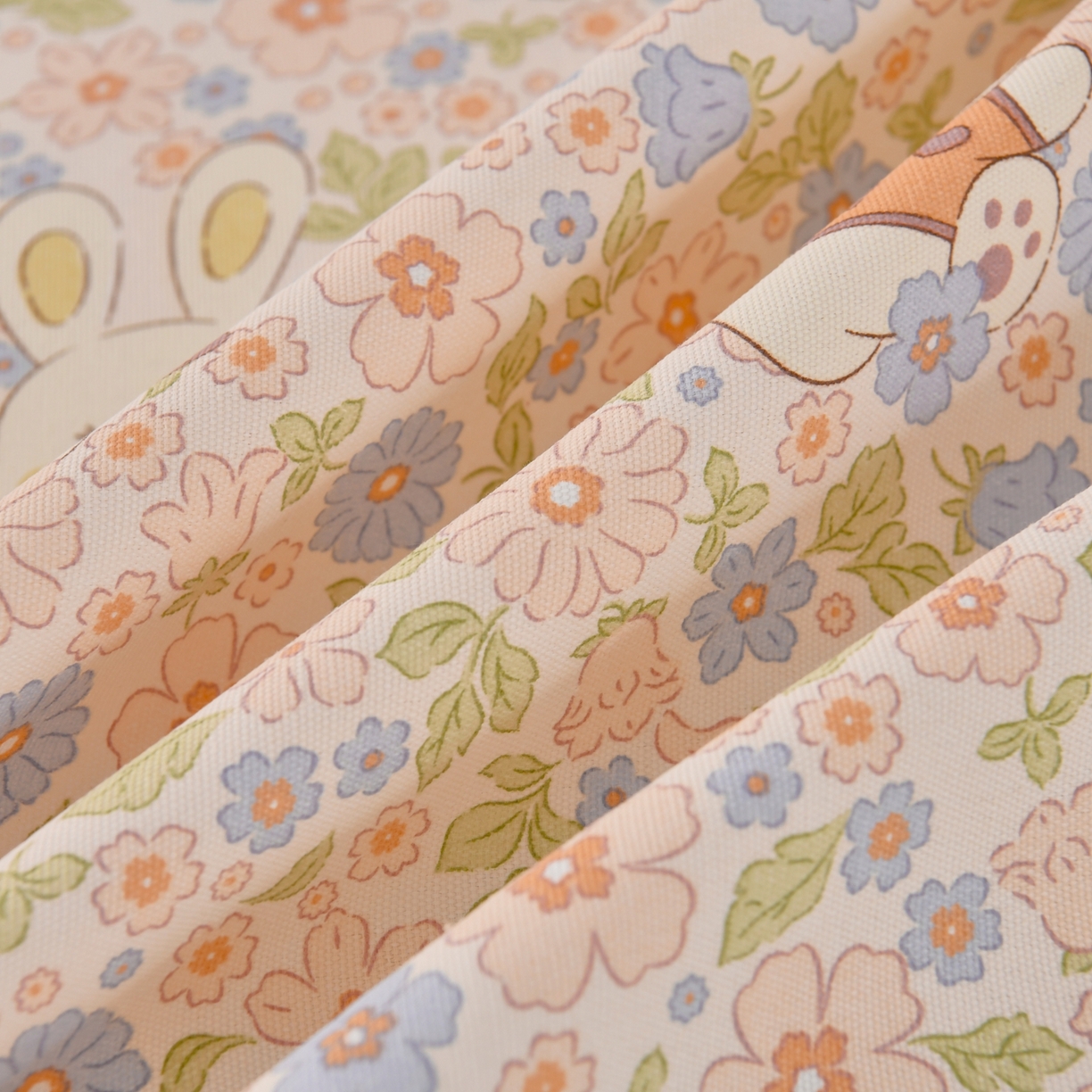 91家纺网 家纺一手货源 找家纺 悠米悠家 2026新款工艺款印花老粗布床单单品床单床单单件凉席席子 春日兔游记