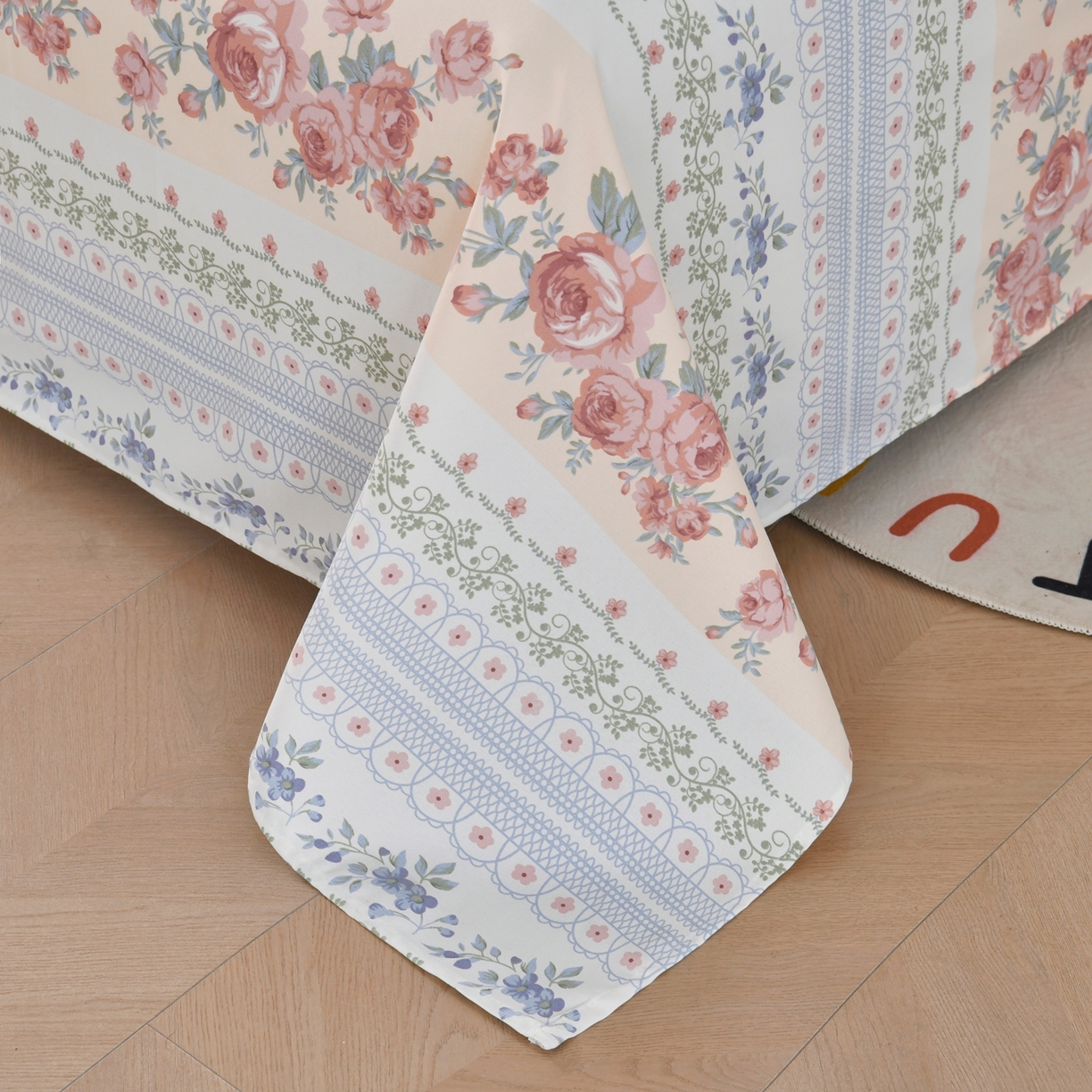 91家纺网 家纺一手货源 找家纺 悠米悠家 2026新款工艺款印花老粗布床单单品床单床单单件凉席席子 莫奈玫瑰园