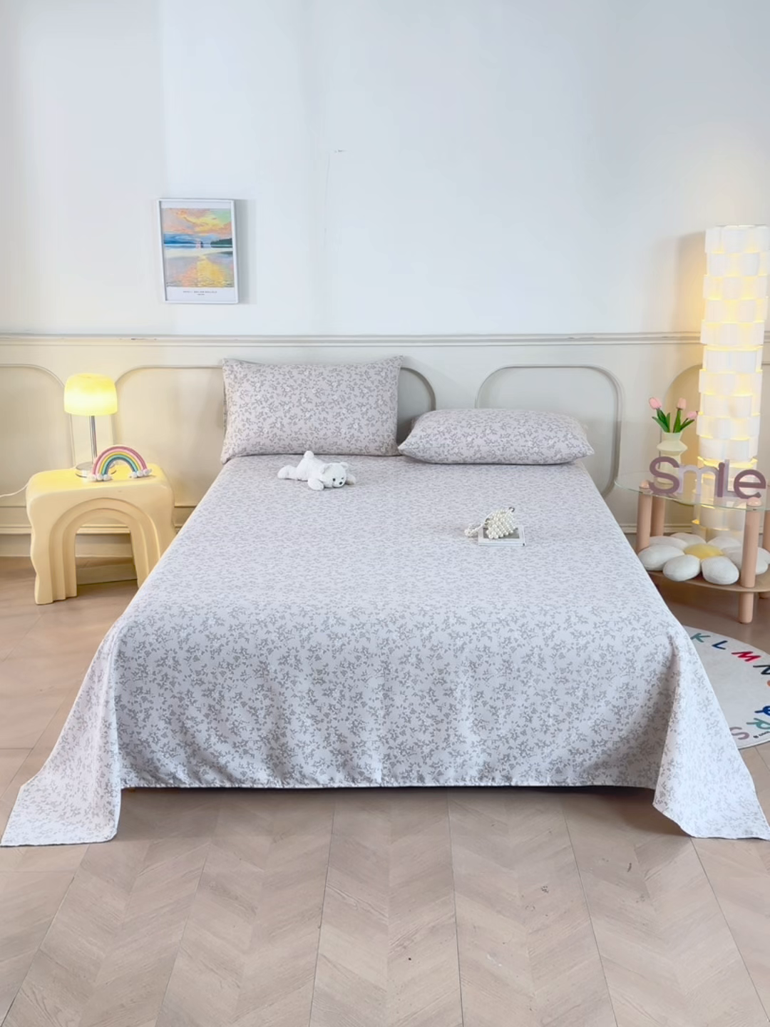 91家纺网 家纺一手货源 找家纺 悠米悠家 2026新款工艺款印花老粗布床单单品床单床单单件凉席席子 森系小野菊