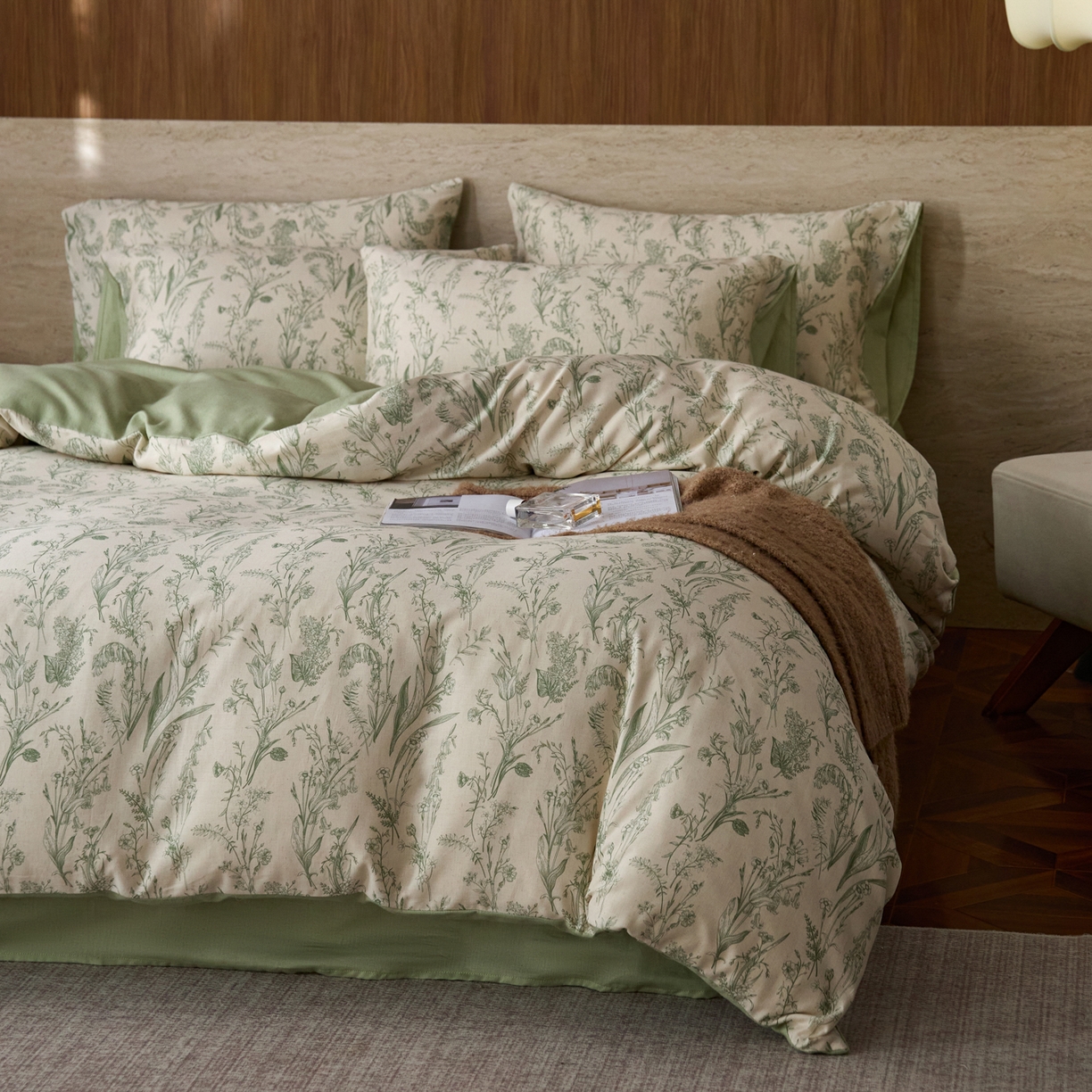 91家纺网 家纺一手货源 找家纺 如一 2026新款A类复古全棉棉麻印花四件套 漫野