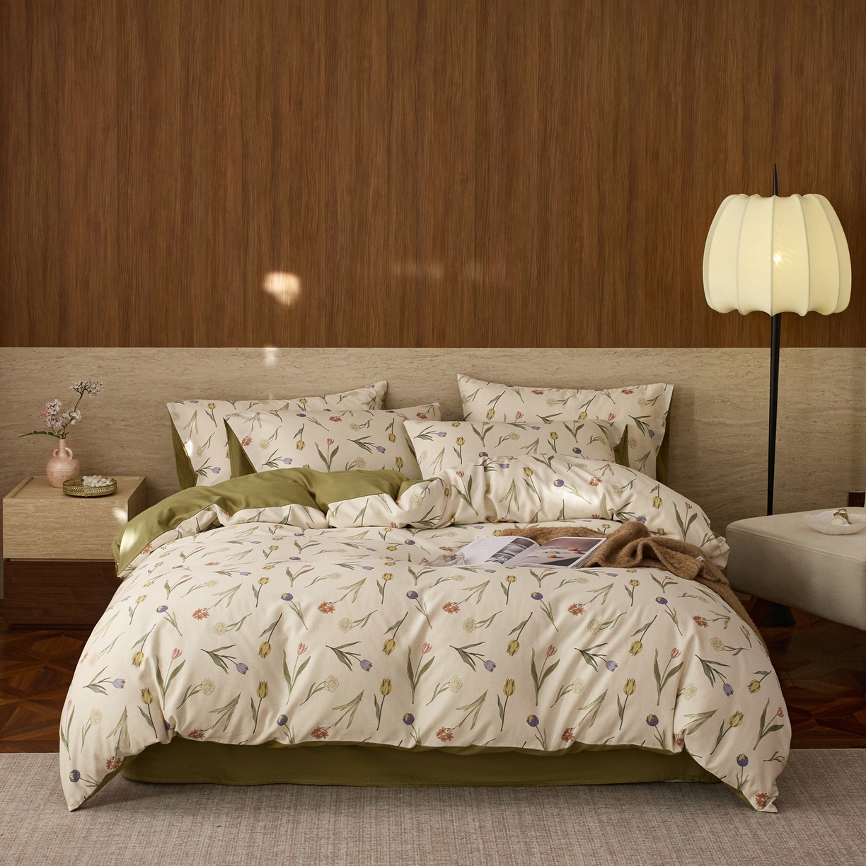 91家纺网 家纺一手货源 找家纺 如一 2026新款A类复古全棉棉麻印花四件套 郁香