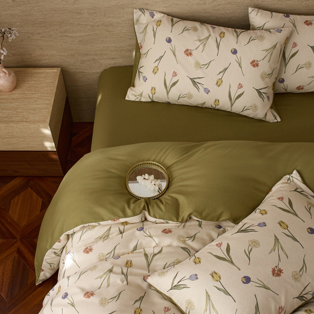 91家纺网 家纺一手货源 找家纺 如一 2026新款A类复古全棉棉麻印花四件套 郁香