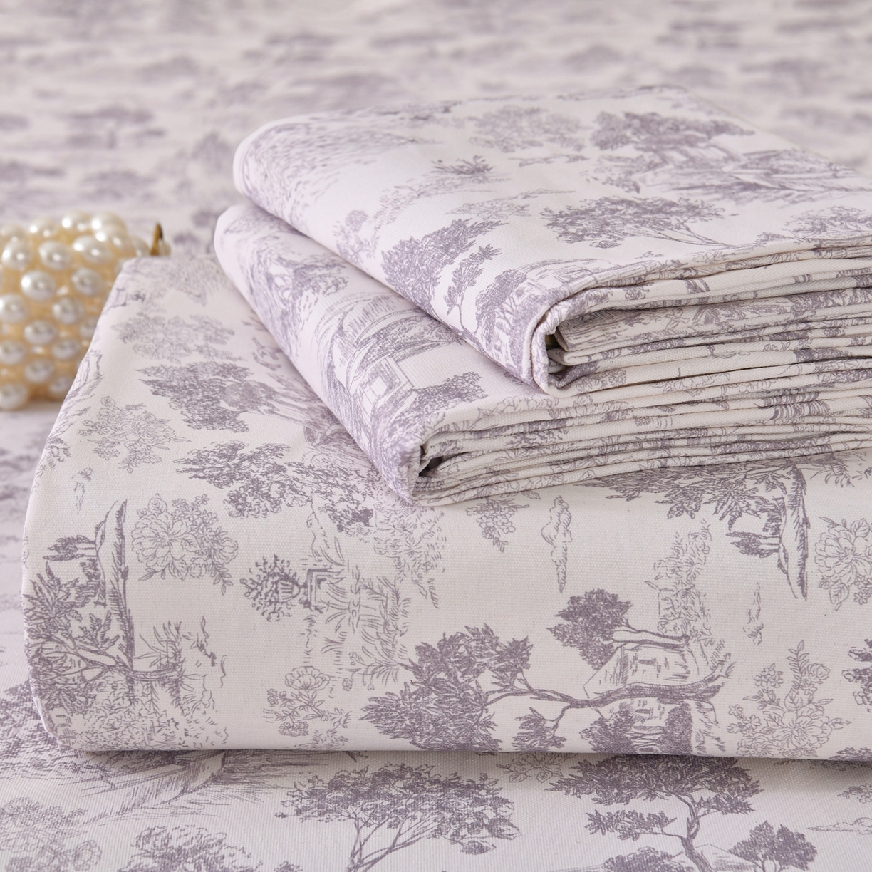 悠米悠家 2026新款工艺款印花老粗布床单单品床单床单单件凉席席子 烟紫松间居