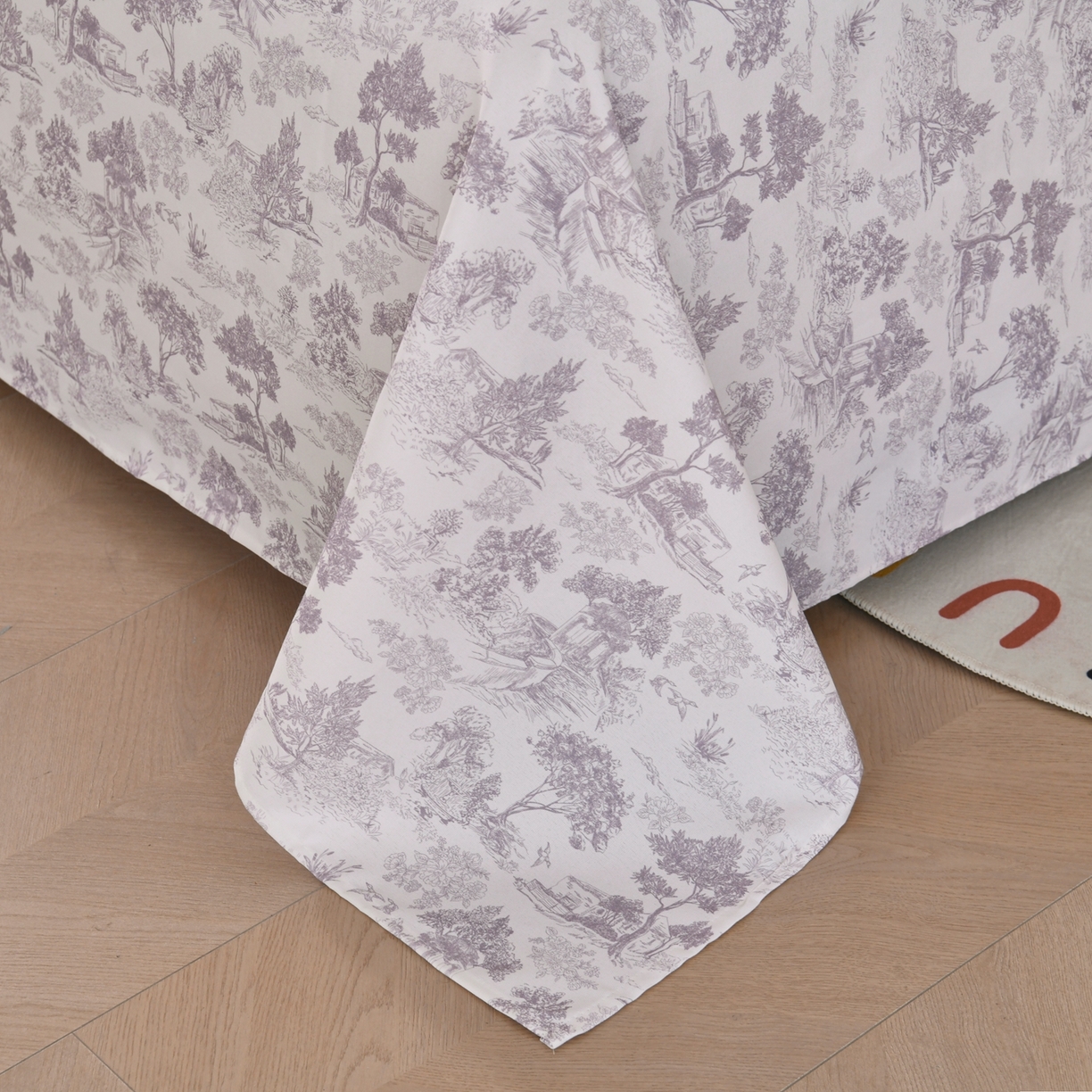 91家纺网 家纺一手货源 找家纺 悠米悠家 2026新款工艺款印花老粗布床单单品床单床单单件凉席席子 烟紫松间居