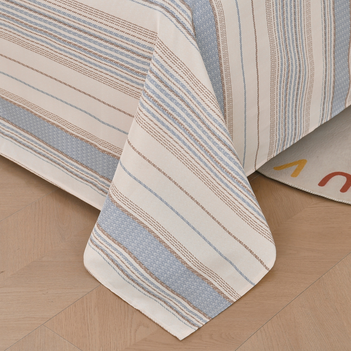 91家纺网 家纺一手货源 找家纺 悠米悠家 2026新款工艺款印花老粗布床单单品床单床单单件凉席席子 海盐棕条纹