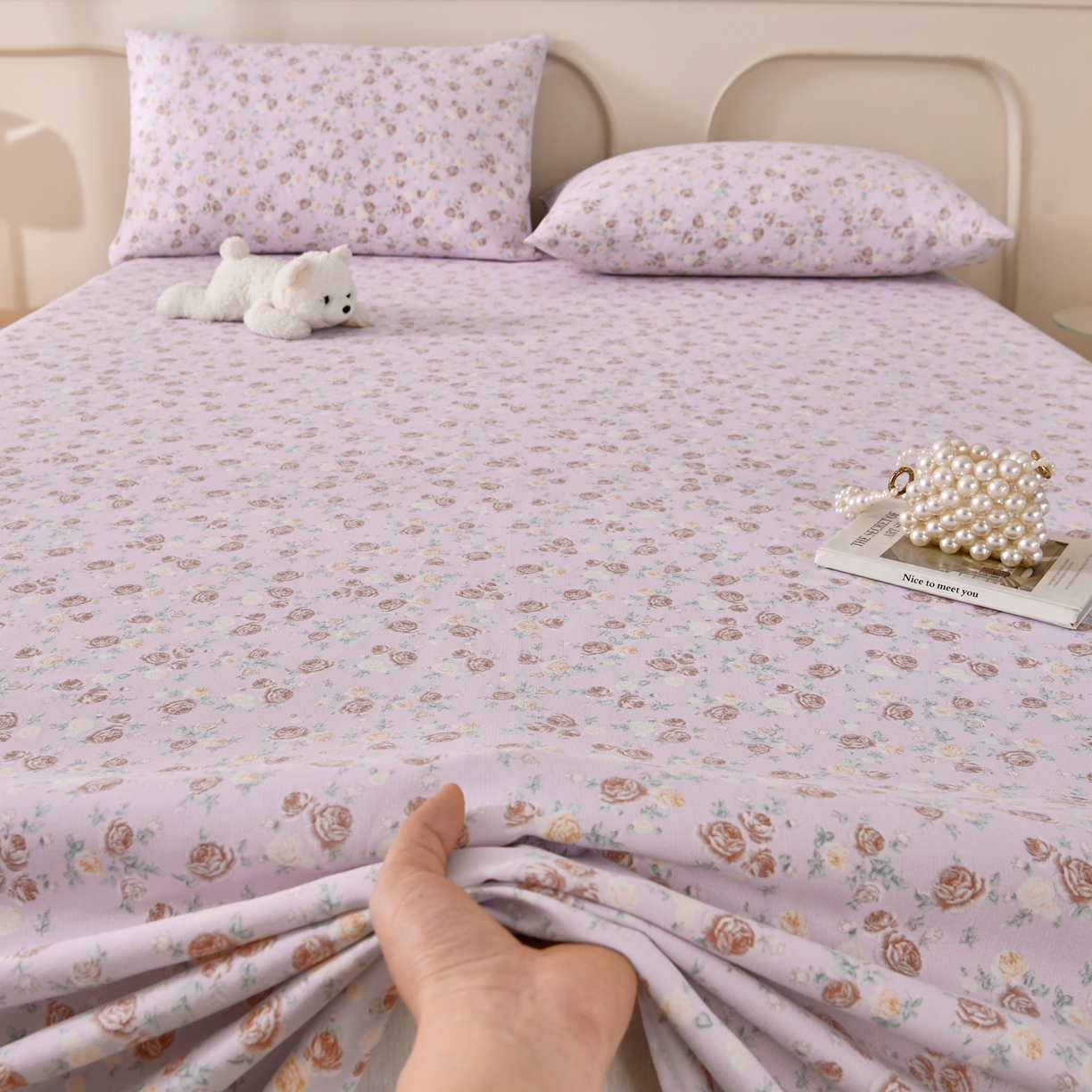 91家纺网 家纺一手货源 找家纺 悠米悠家 2026新款工艺款印花老粗布床单单品床单床单单件凉席席子 紫雾玫瑰园