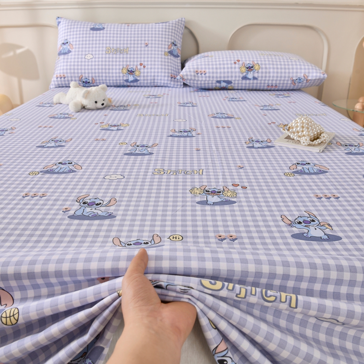 91家纺网 家纺一手货源 找家纺 悠米悠家 2026新款工艺款印花老粗布床单单品床单床单单件凉席席子 格纹史迪日记