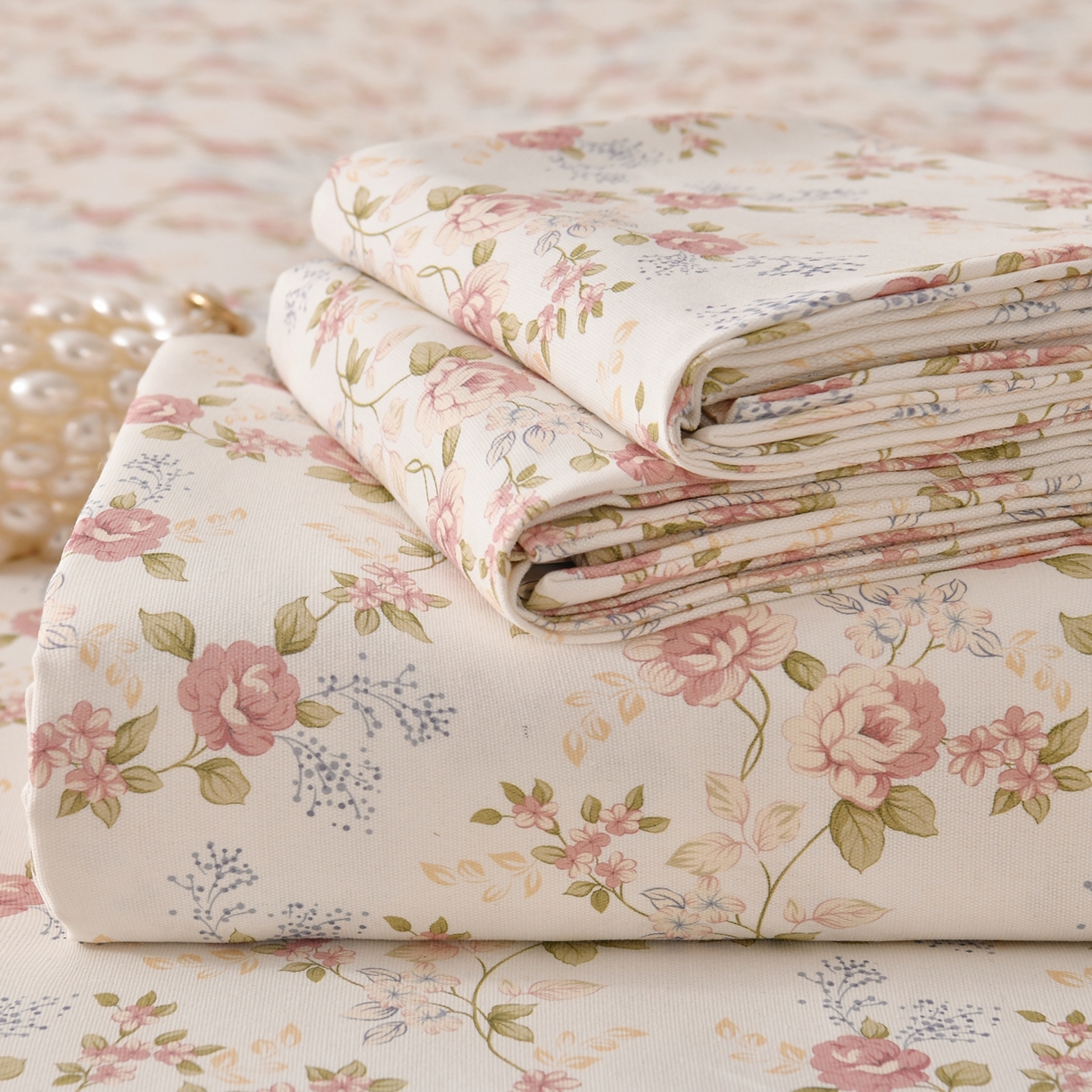 悠米悠家 2026新款工艺款印花老粗布床单单品床单床单单件凉席席子 紫雾缠枝玫