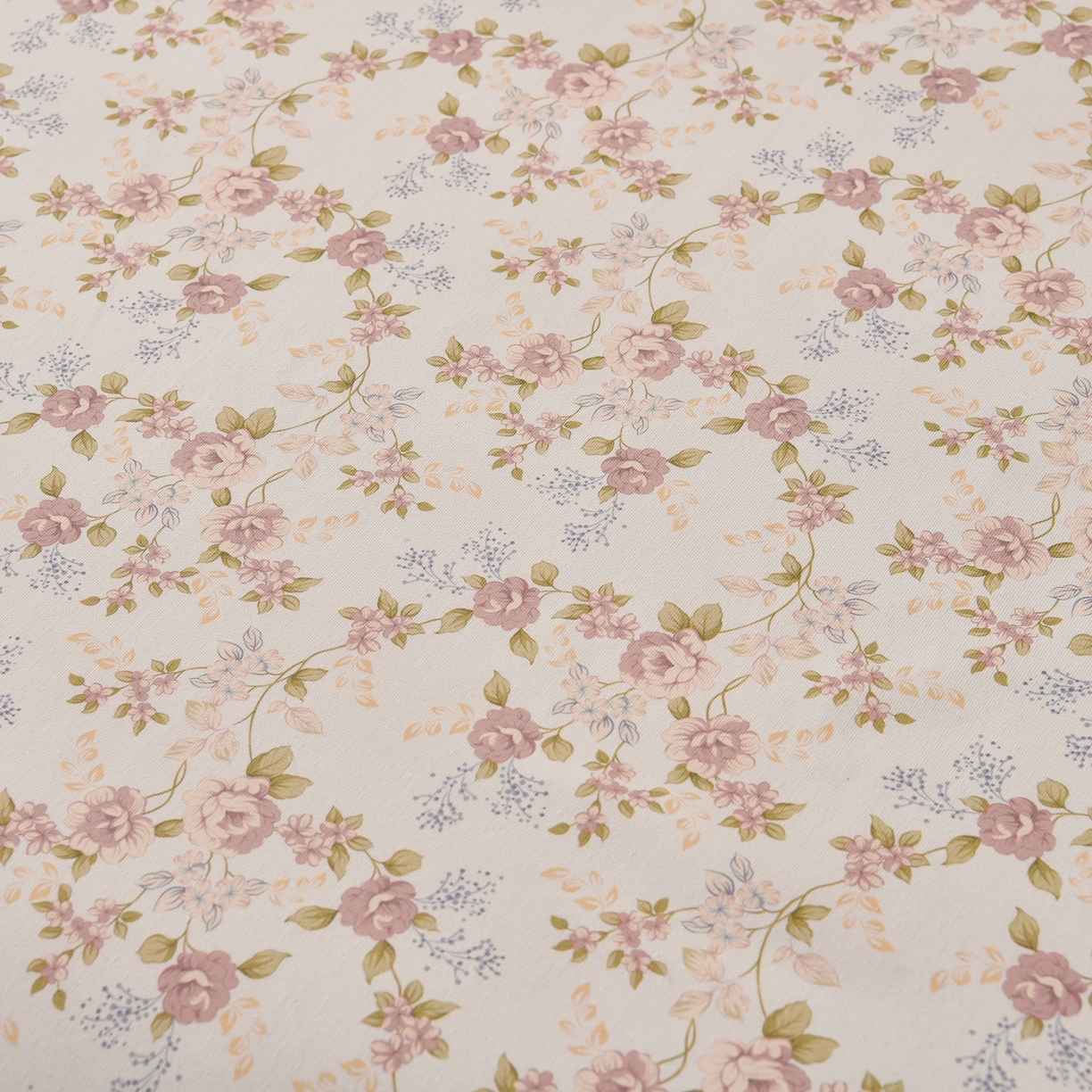 91家纺网 家纺一手货源 找家纺 悠米悠家 2026新款工艺款印花老粗布床单单品床单床单单件凉席席子 紫雾缠枝玫