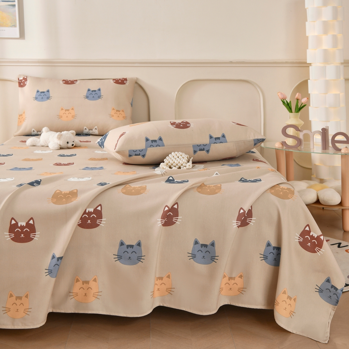 91家纺网 家纺一手货源 找家纺 悠米悠家 2026新款工艺款印花老粗布床单单品床单床单单件凉席席子 奶咖喵星集