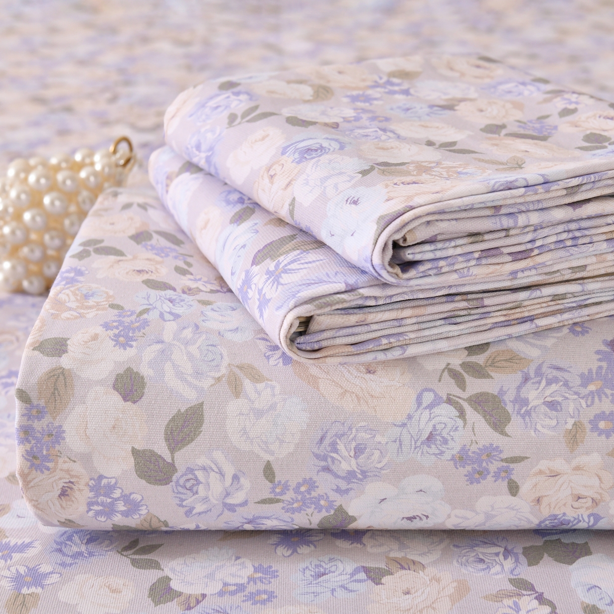 悠米悠家 2026新款工艺款印花老粗布床单单品床单床单单件凉席席子 柔紫花雾叙