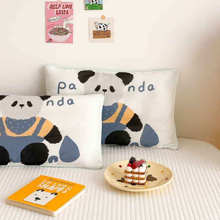 91家纺网 家纺一手货源 找家纺 嗨生活 2026新款全棉纯棉双层纱大版枕套儿童枕套幼儿园枕套枕芯单品枕套枕套单件 大熊猫
