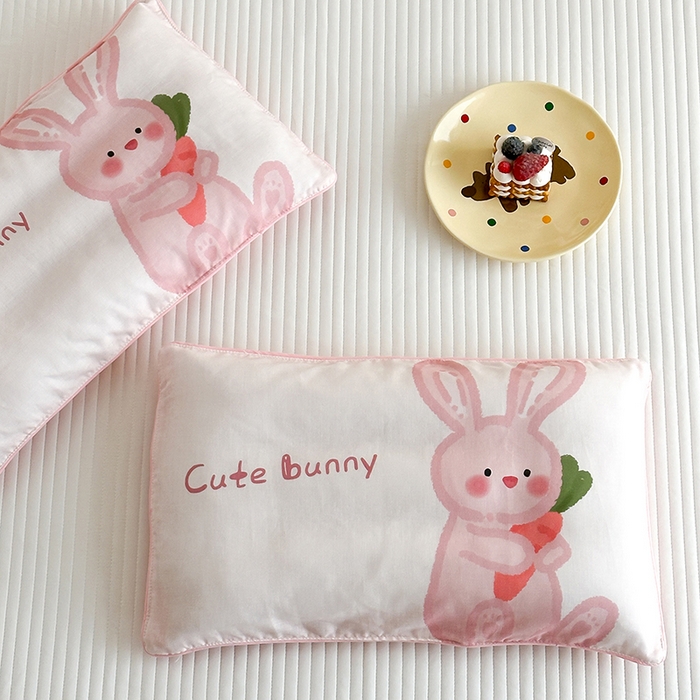 91家纺网 家纺一手货源 找家纺 嗨生活 2026新款全棉纯棉双层纱大版枕套儿童枕套幼儿园枕套枕芯单品枕套枕套单件 长耳兔