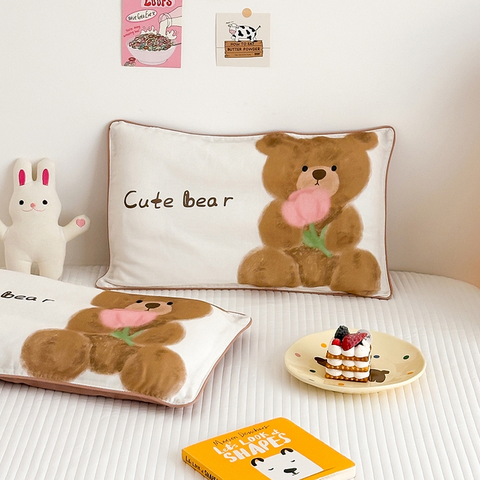 91家纺网 家纺一手货源 找家纺 嗨生活 2026新款全棉纯棉双层纱大版枕套儿童枕套幼儿园枕套枕芯单品枕套枕套单件 萌趣小熊