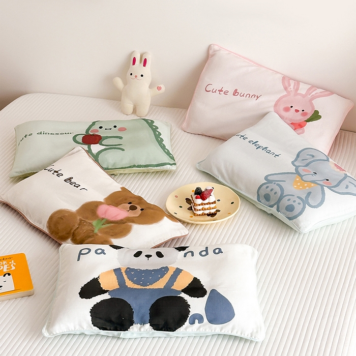 91家纺网 家纺一手货源 找家纺 嗨生活 2026新款全棉纯棉双层纱大版枕套儿童枕套幼儿园枕套枕芯单品枕套枕套单件 组合图仅供展示不可下单