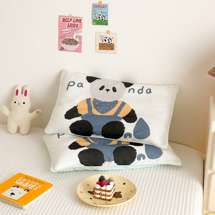 91家纺网 家纺一手货源 找家纺 嗨生活 2026新款全棉纯棉双层纱大版枕套儿童枕套幼儿园枕套枕芯单品枕套枕套单件 大熊猫