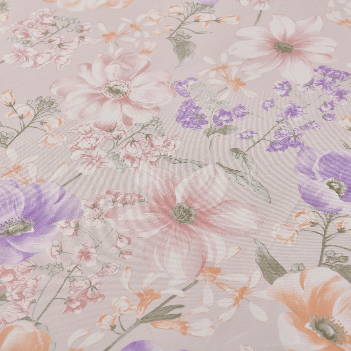 91家纺网 家纺一手货源 找家纺 悠米悠家 2026新款工艺款印花老粗布床单单品床单床单单件凉席席子 柔紫虞美人