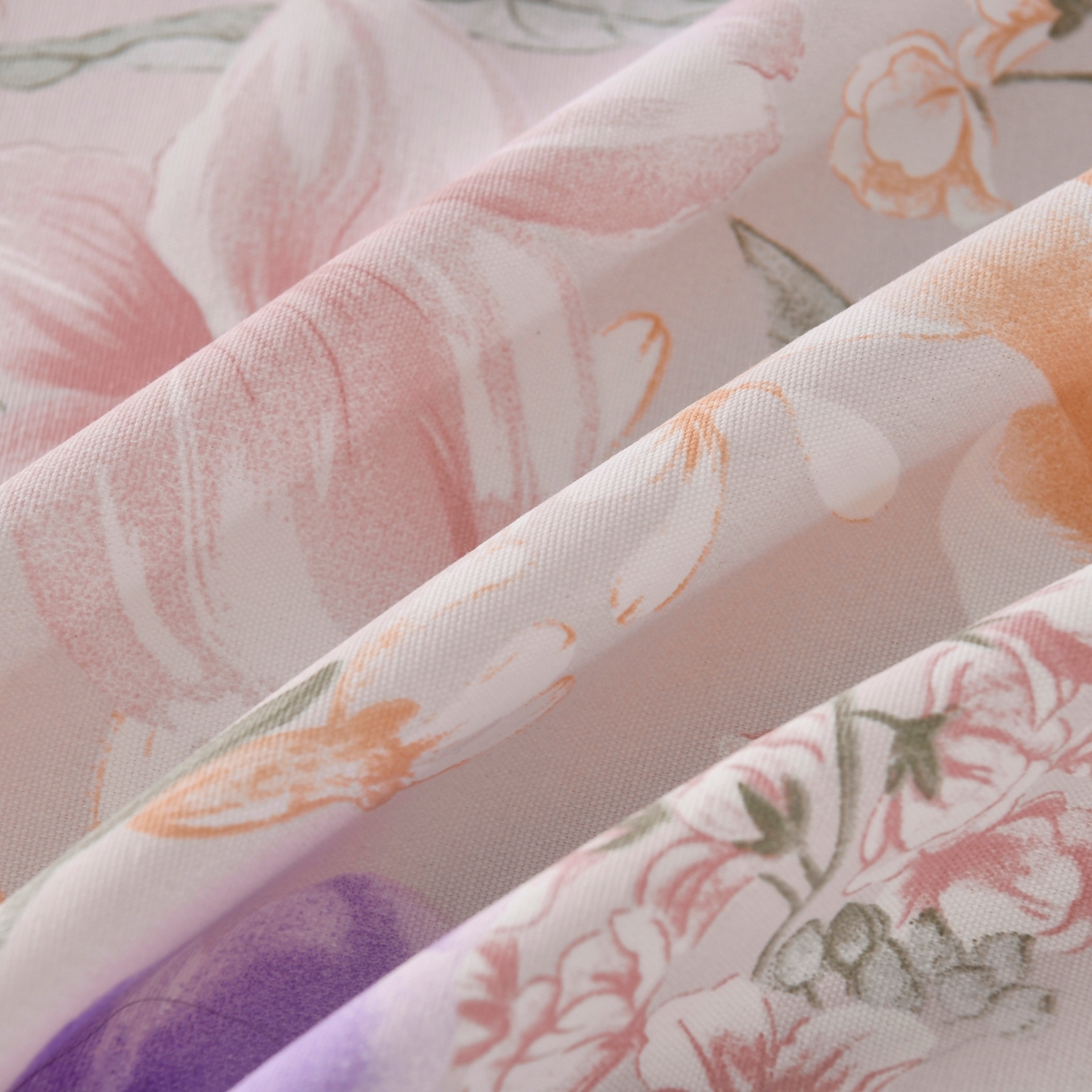 91家纺网 家纺一手货源 找家纺 悠米悠家 2026新款工艺款印花老粗布床单单品床单床单单件凉席席子 柔紫虞美人