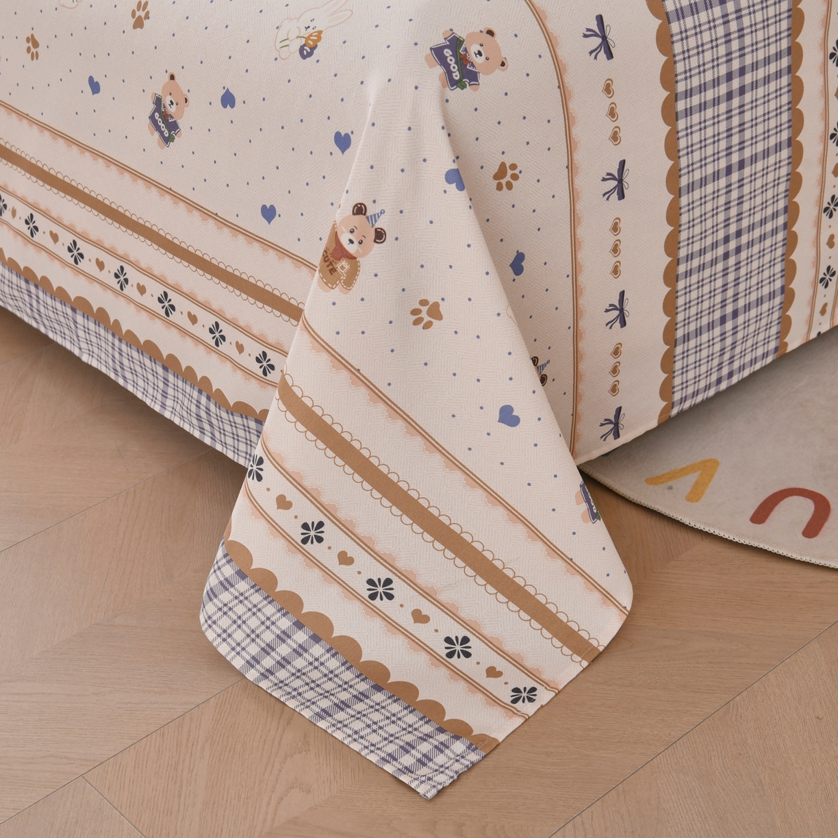 91家纺网 家纺一手货源 找家纺 悠米悠家 2026新款工艺款印花老粗布床单单品床单床单单件凉席席子 熊趣日记