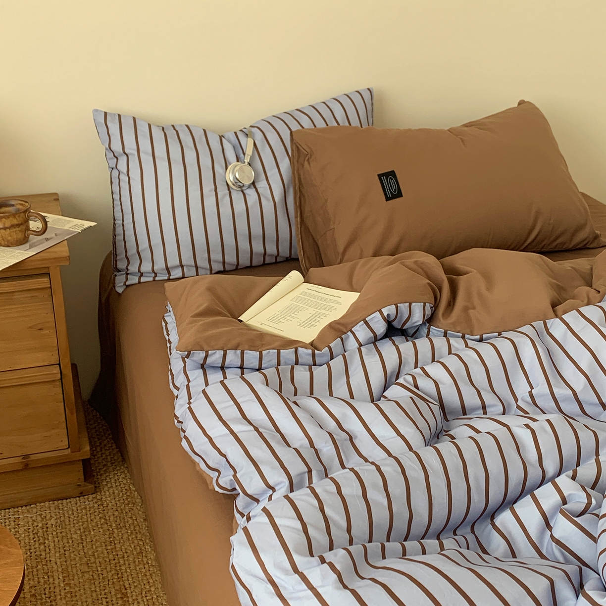 91家纺网 家纺一手货源 找家纺 （总）桃喜 2026新款全棉条纹13070系列四件套