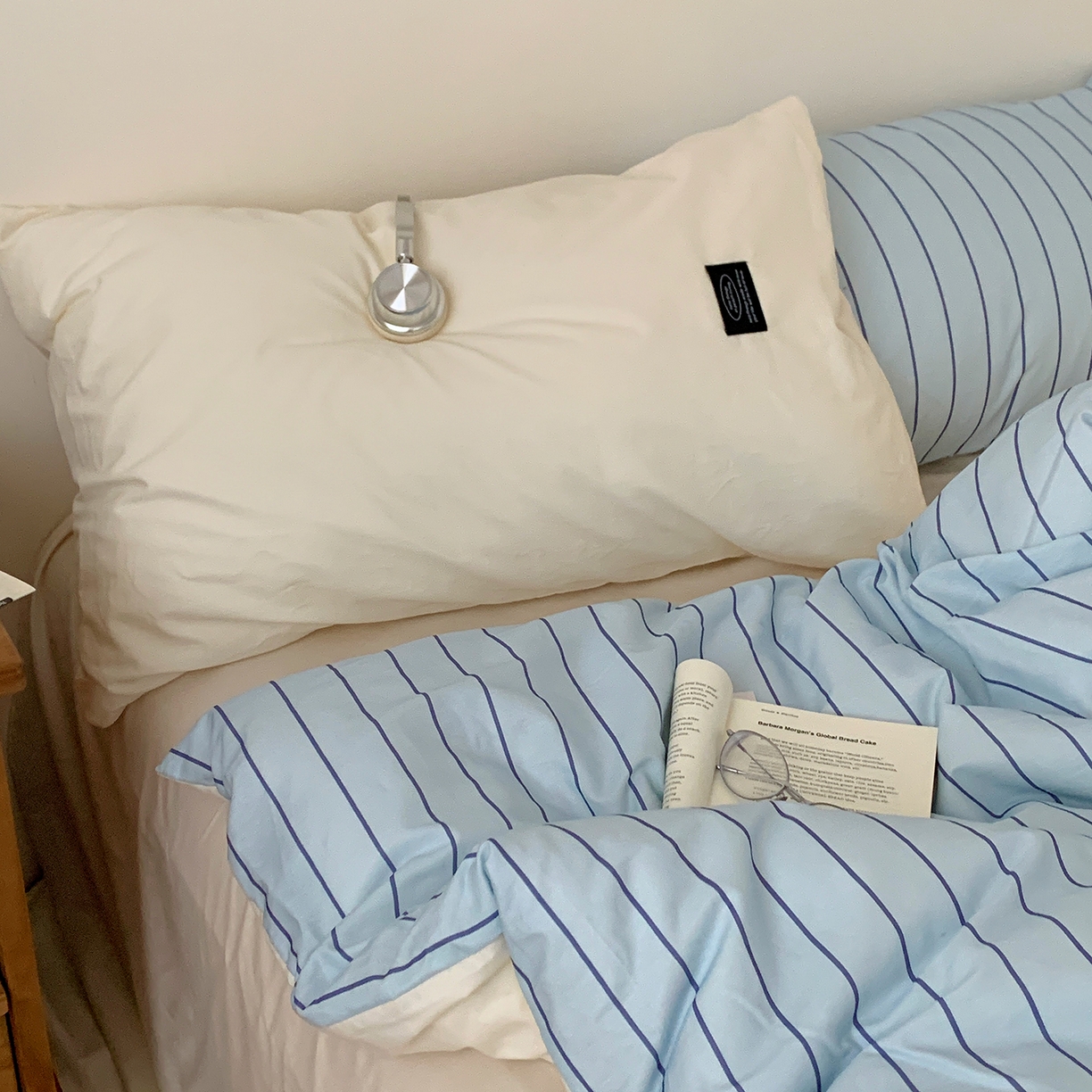 91家纺网 家纺一手货源 找家纺 桃喜 2026新款全棉条纹13070系列四件套 浅蓝条纹（全棉）