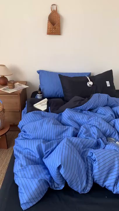 91家纺网 家纺一手货源 找家纺 （总）桃喜 2026新款全棉条纹13070系列四件套