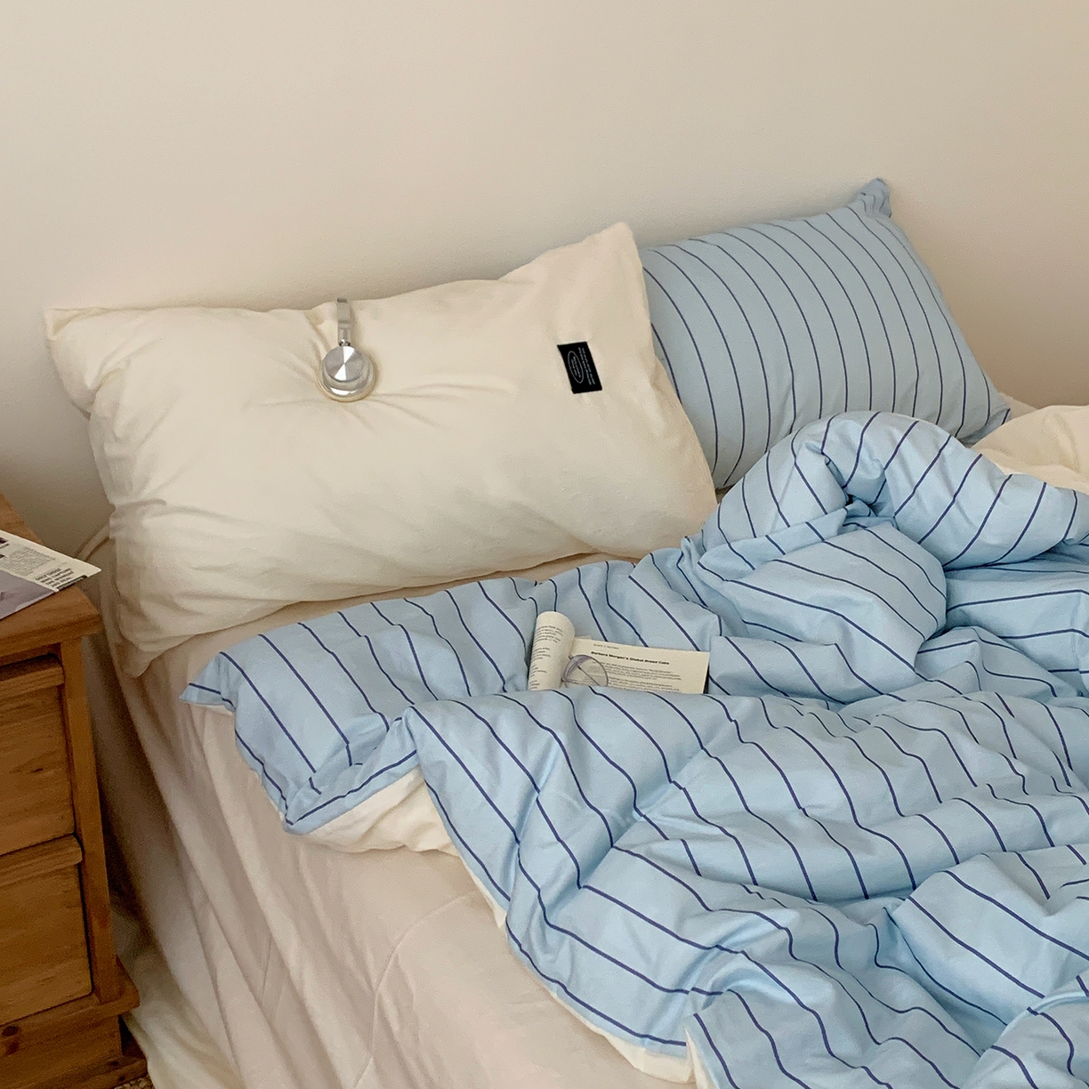 桃喜 2026新款全棉条纹13070系列四件套 浅蓝条纹（全棉）