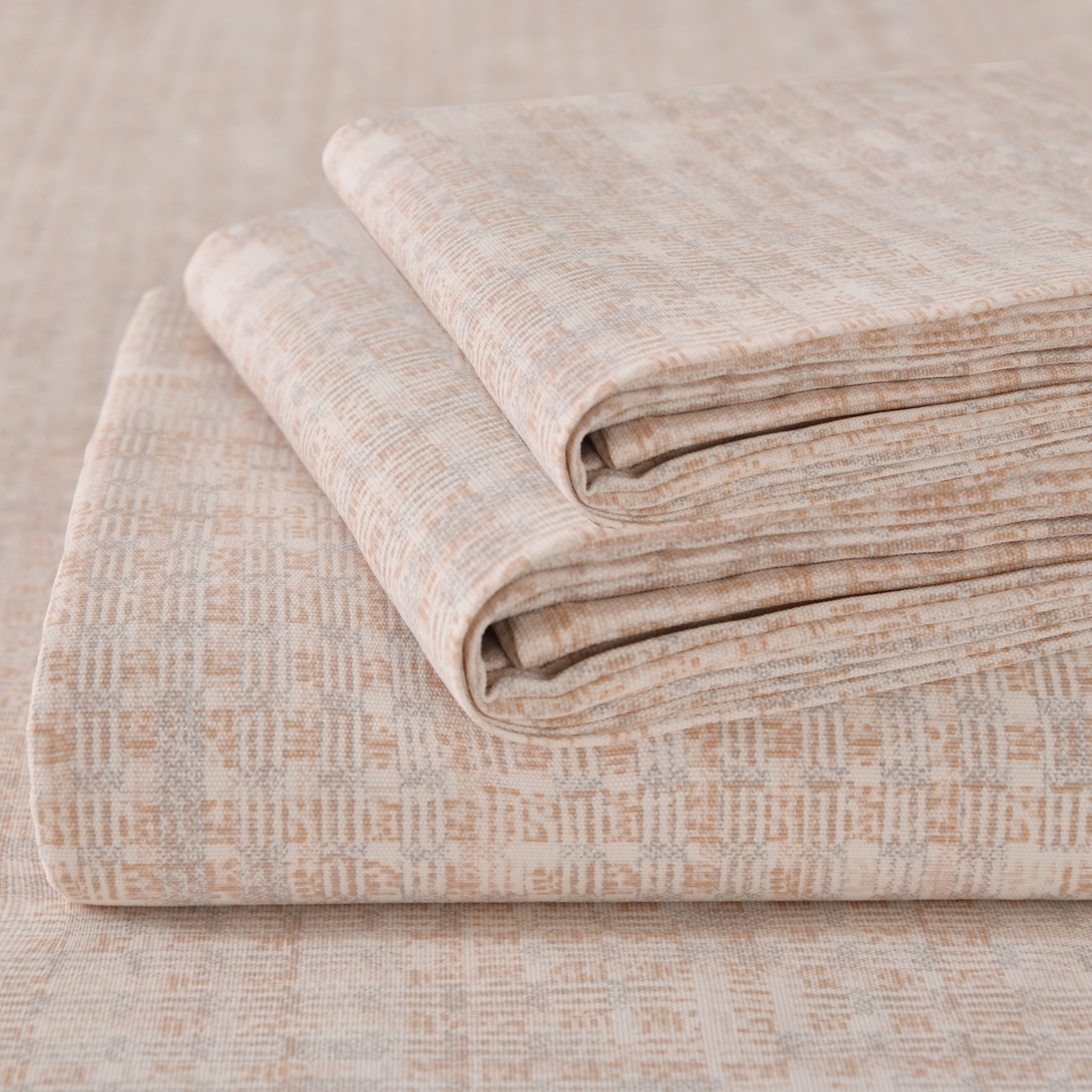 悠米悠家 2026新款工艺款印花老粗布床单单品床单床单单件凉席席子 浅咖肌理格