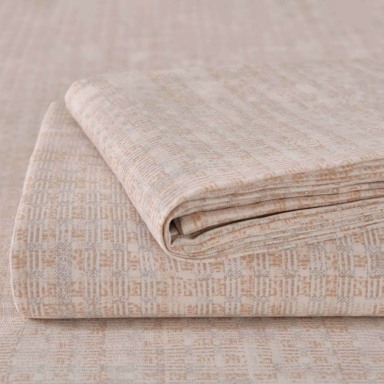 91家纺网 家纺一手货源 找家纺 悠米悠家 2026新款工艺款印花老粗布床单单品床单床单单件凉席席子 浅咖肌理格