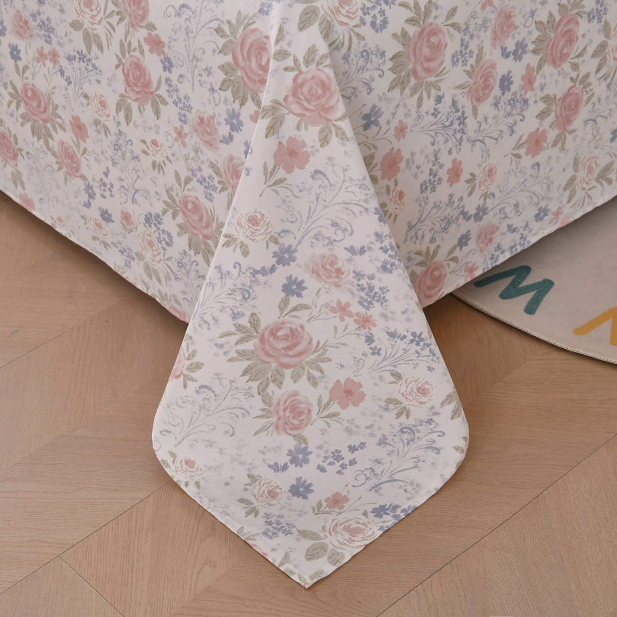 91家纺网 家纺一手货源 找家纺 悠米悠家 2026新款工艺款印花老粗布床单单品床单床单单件凉席席子 烟粉花境织