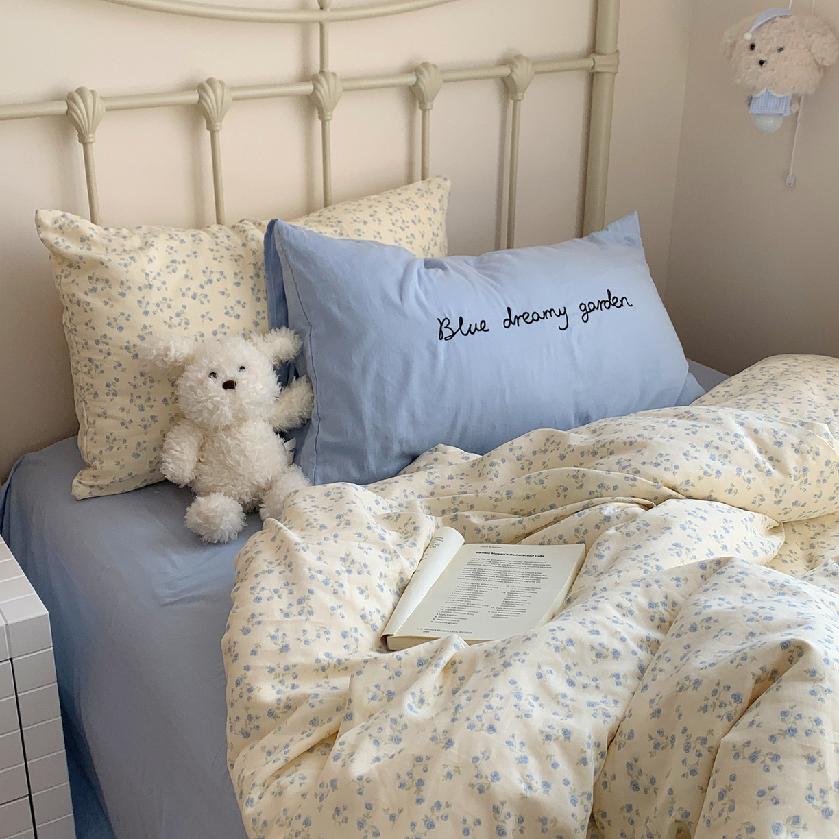 91家纺网 家纺一手货源 找家纺 桃喜 2026新款全棉双层纱碎花枕套混搭系列四件套 风铃草