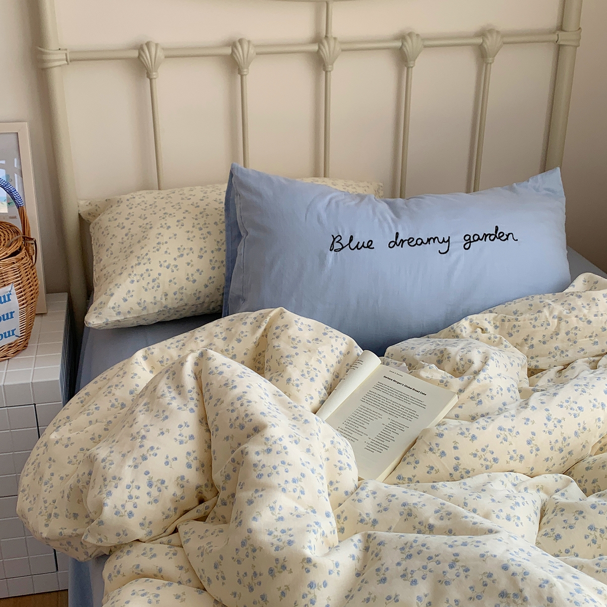 91家纺网 家纺一手货源 找家纺 桃喜 2026新款全棉双层纱碎花枕套混搭系列四件套 风铃草