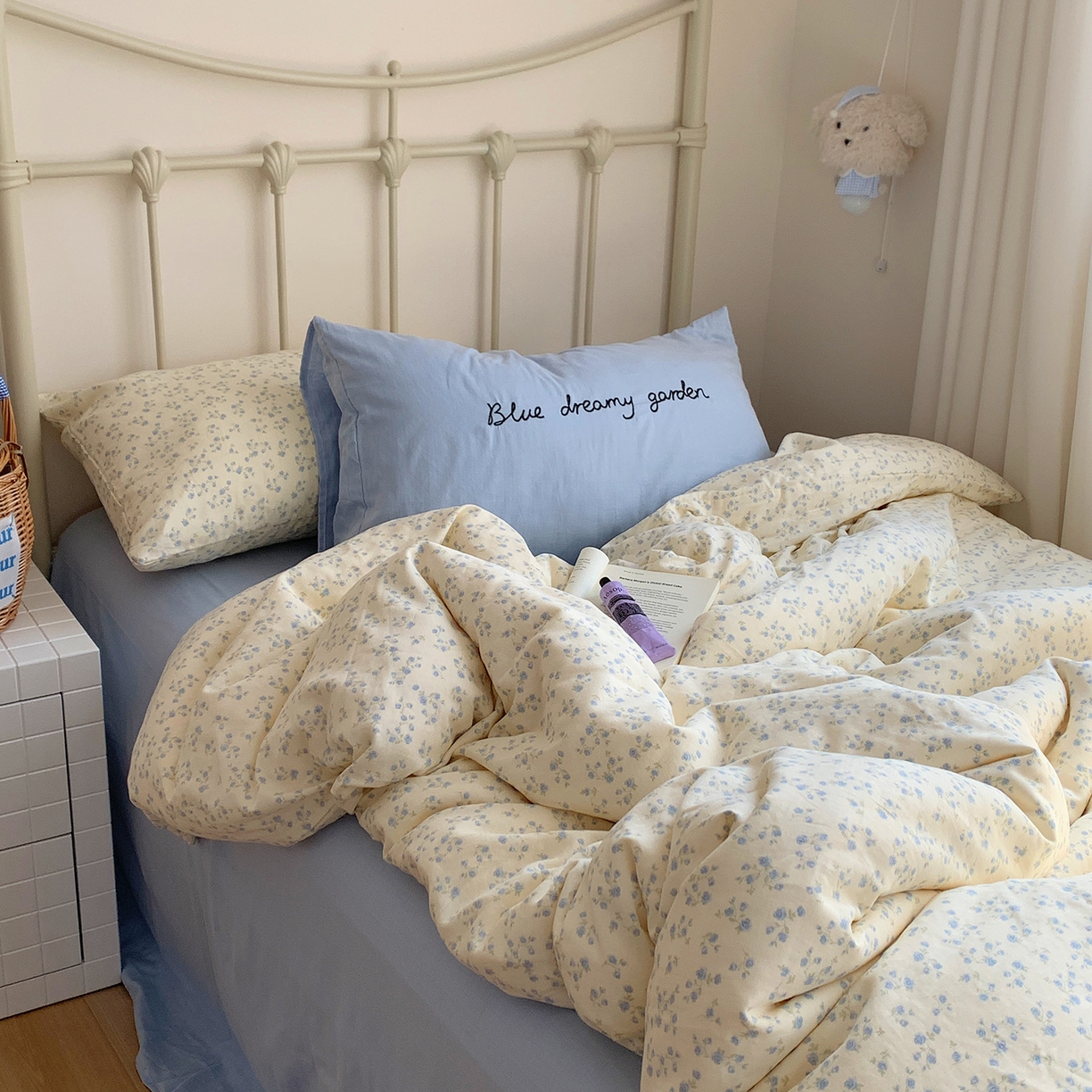 91家纺网 家纺一手货源 找家纺 桃喜 2026新款全棉双层纱碎花枕套混搭系列四件套 风铃草